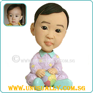 Custom 3D Caricature Baby Boy w Ball Figurine
